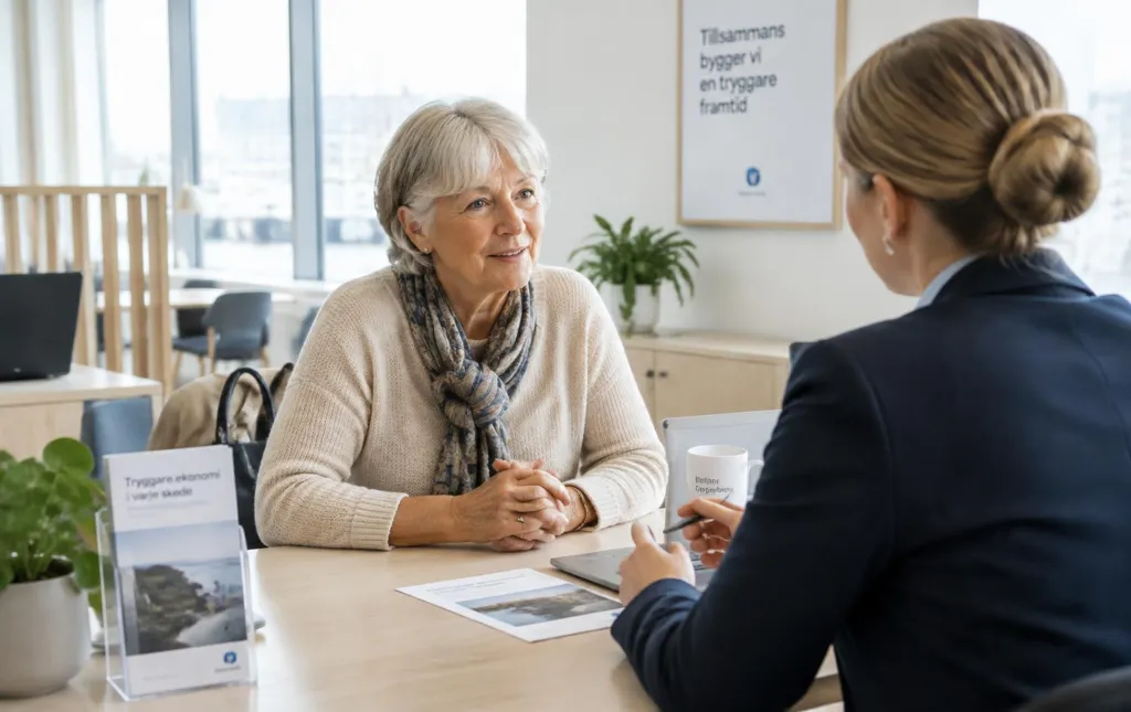 Pensionist taler med en bankrådgiver om et lån